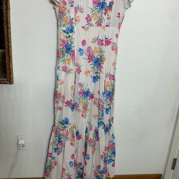NWT LOVESHACKFANCY Vinnie Short Flutter Sleeve Maxi Dress Floral Size 12 - Picture 3 of 9